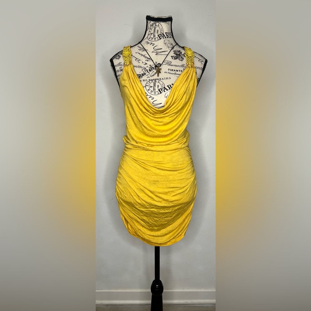 Thin Yellow Draped Dress